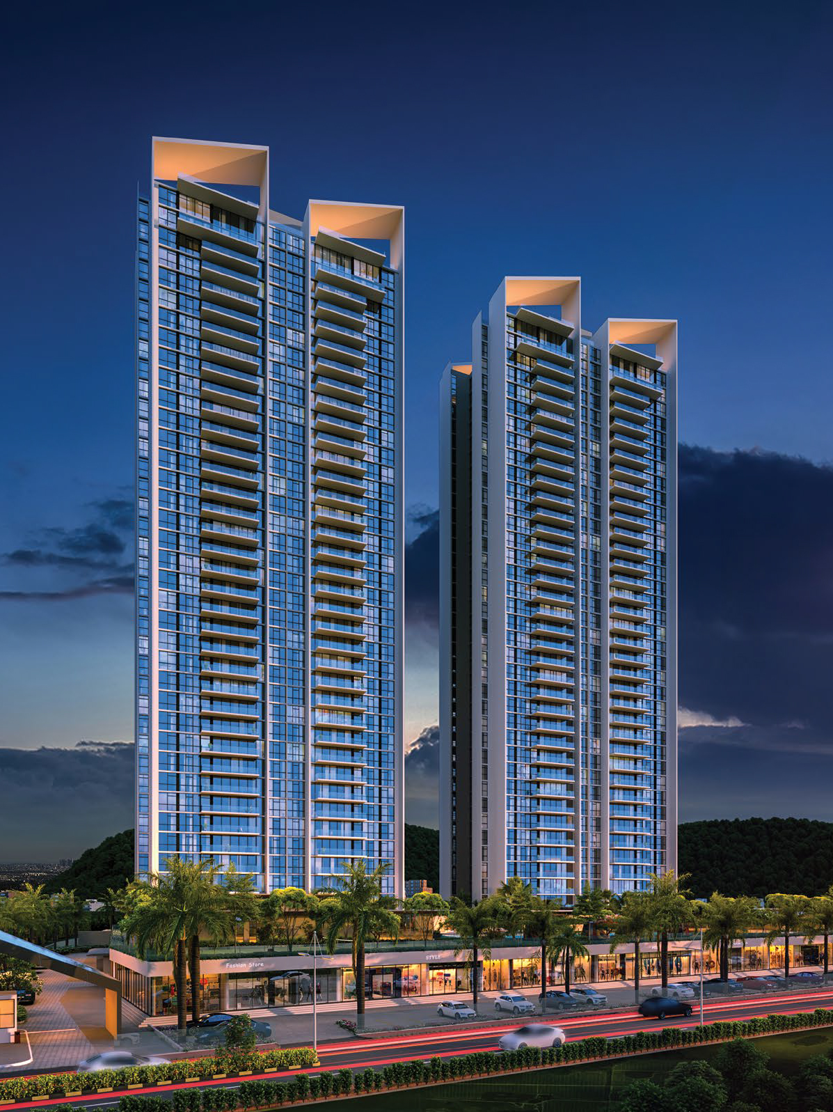 Exterior view of Kasturi The Balmoral Hillside &mdash; photo gallery, images, brochure, amenities, cost sheet, price breakup, availability details, RERA number, RERA certificate, possession date, layout plan, logo, floor plan, master plan, and location map showcasing project highlights and features.